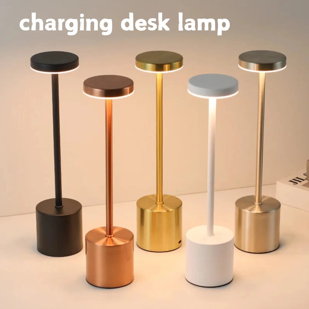 1pc Minimalist Metal LED Table Lamp Touch Dimmable Portable Desk Lamp for Bedroom Dining Room Decorative Reading Light