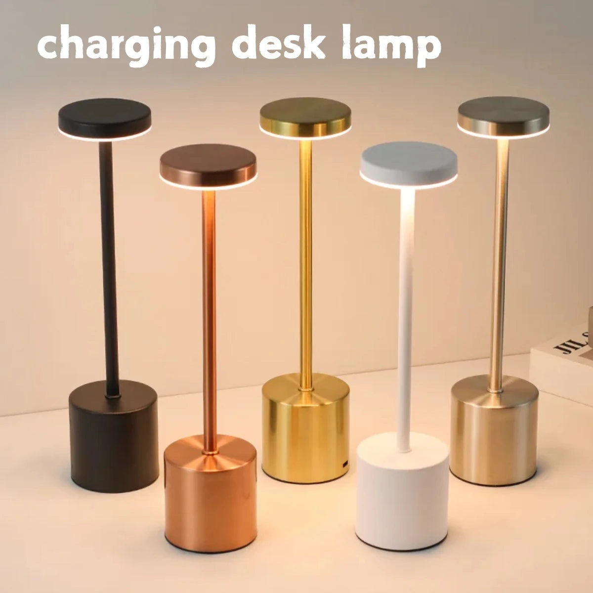 1pc Minimalist Metal LED Table Lamp Touch Dimmable Portable Desk Lamp for Bedroom Dining Room Decorative Reading Light
