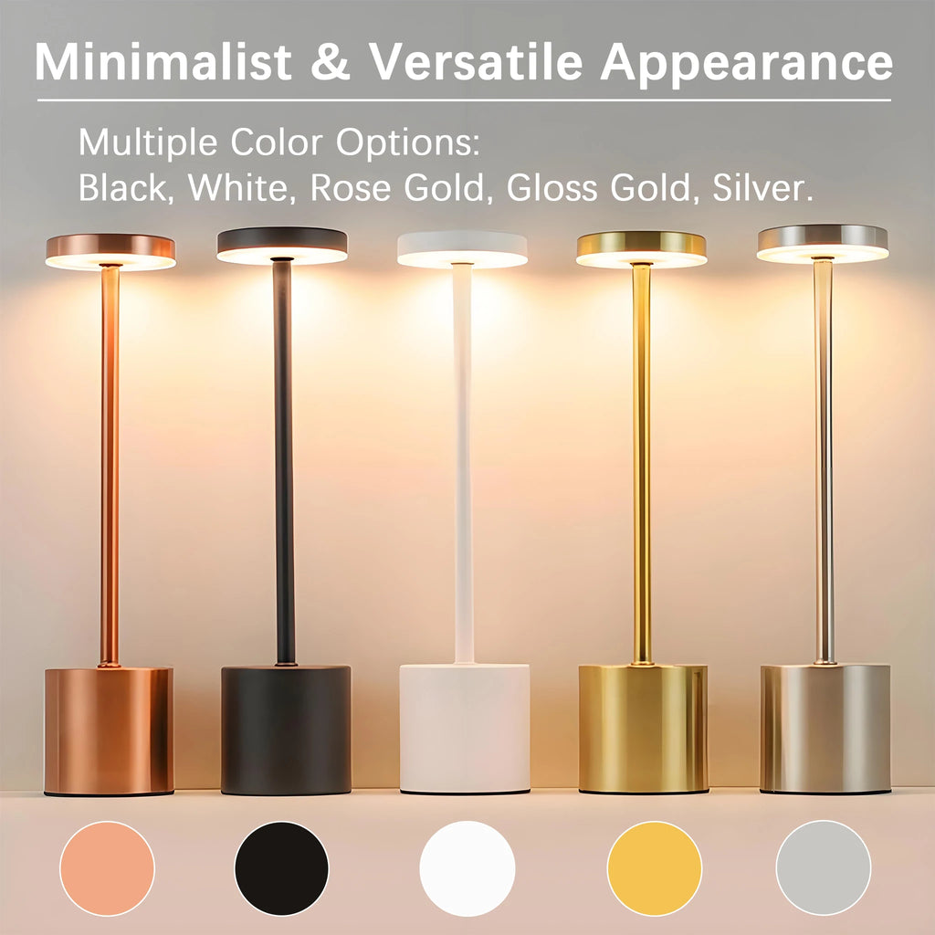 1pc Minimalist Metal LED Table Lamp Touch Dimmable Portable Desk Lamp for Bedroom Dining Room Decorative Reading Light