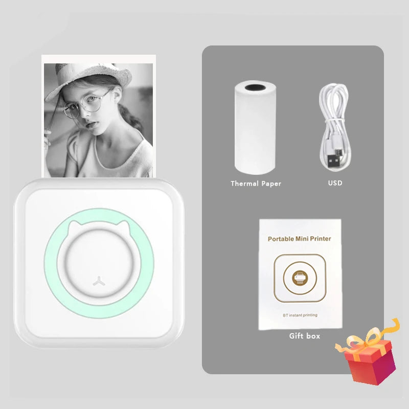 MINI Print Portable Thermal Printer Photo Pocket Thermal Label Printer 58mm Printing Wireless Bluetooth Android IOS
