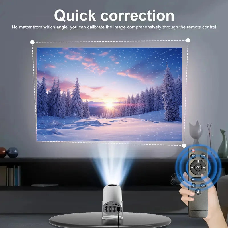 4K Decoding Native 1080P Mini Projector with Short-Throw Projection, Supporting 270° Rotation and Compatible with Laptops, Smart