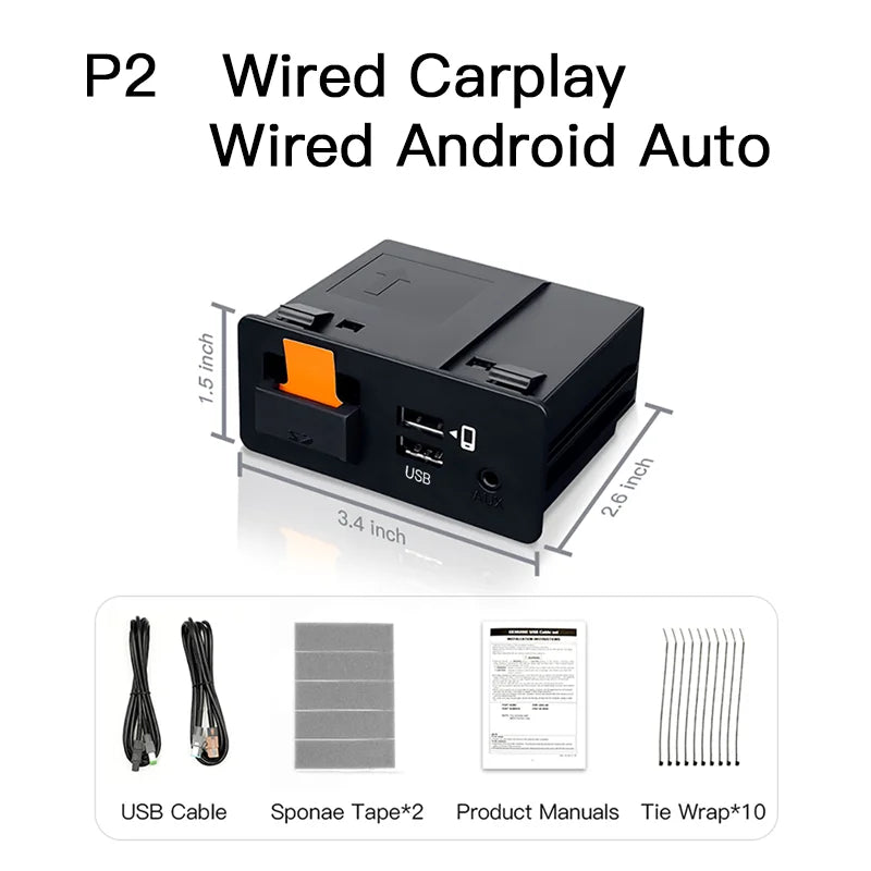 NEW P2 Wired or P3 Wireless For CarPlay Android Auto Adapter USB Hub OEM Retrofit Mazda 2 3 6 CX3 CX5 CX8 CX9 MX5 TK78669U0C Kit