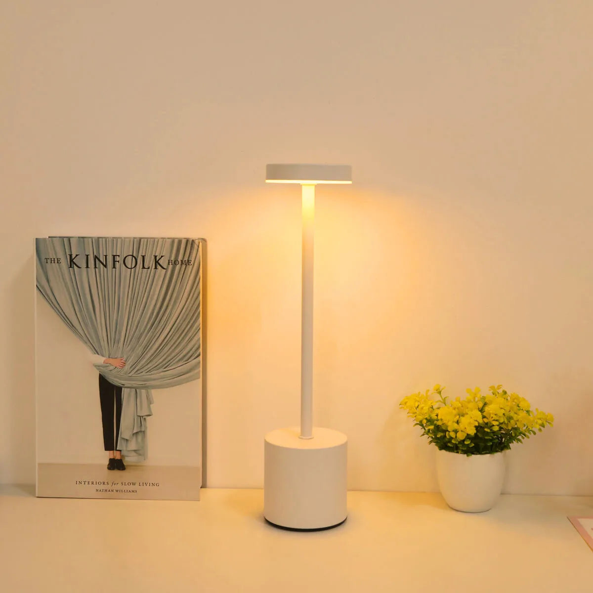 1pc Minimalist Metal LED Table Lamp Touch Dimmable Portable Desk Lamp for Bedroom Dining Room Decorative Reading Light