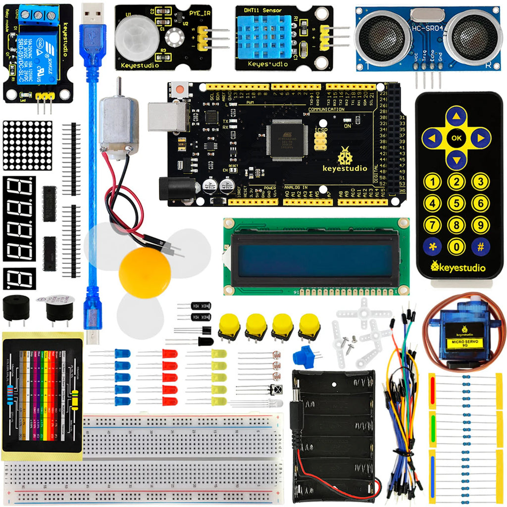 Keyestudio Basic Starter Kit Learning Suite V2 Upgraded Version For Arduino With UNOR3/Mega2560R3 Board Progarmming Starter Kit