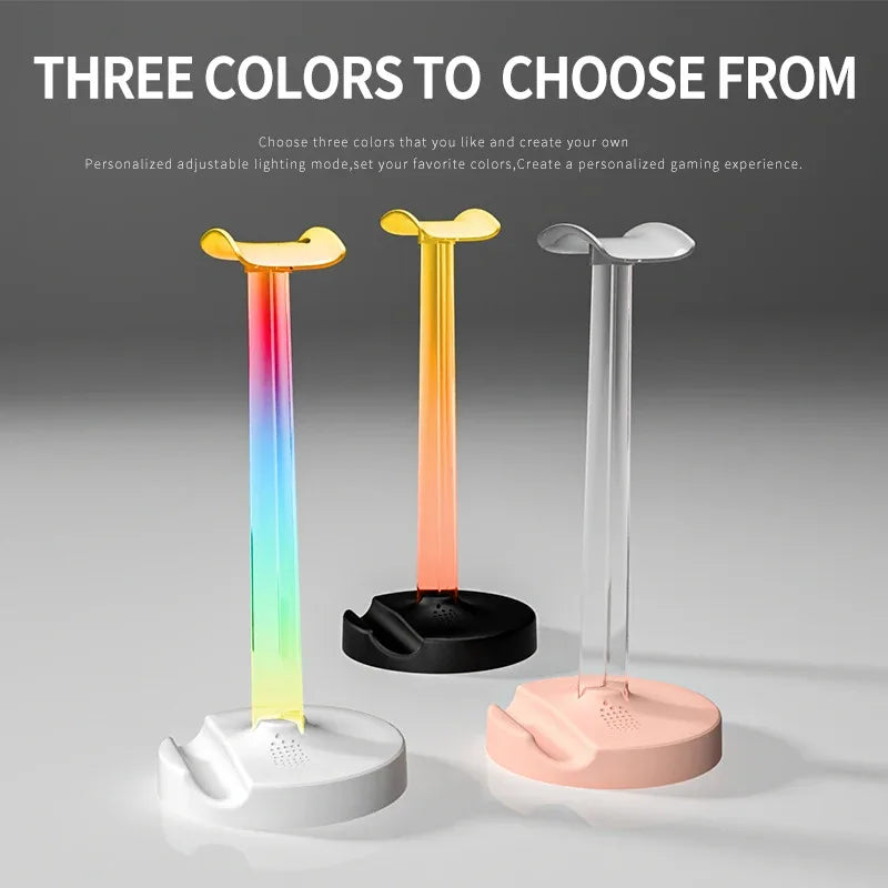 RGB Gaming Headset Stand  Desktop Ambient Lighting - Ergonomic Design,  Perfect Gift for PC Gamers
