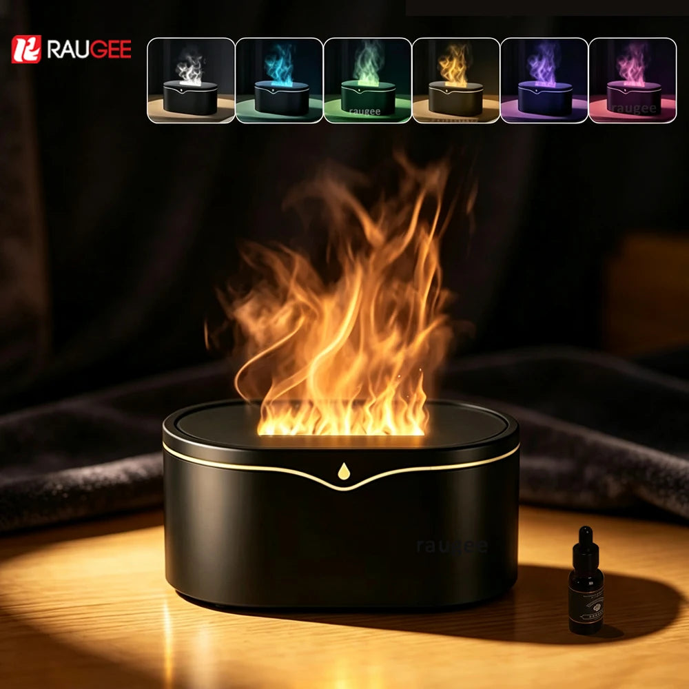 Flame Aroma Humidifier 150ML Mini Air Humidifier For Home Fireplace Essential Oils Diffuser USB Bedroom Aromatherapy Fragrance