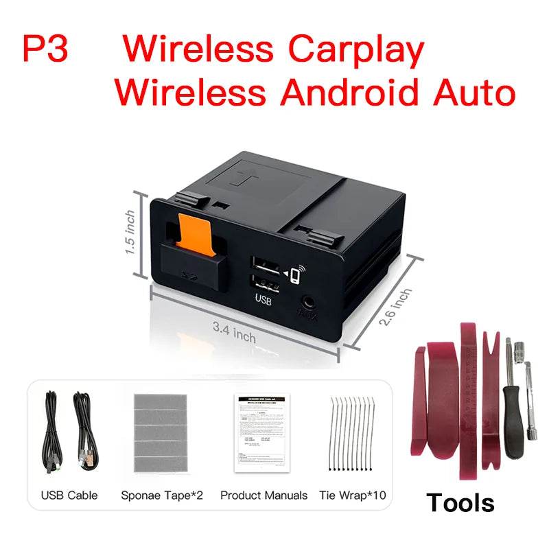 NEW P2 Wired or P3 Wireless For CarPlay Android Auto Adapter USB Hub OEM Retrofit Mazda 2 3 6 CX3 CX5 CX8 CX9 MX5 TK78669U0C Kit