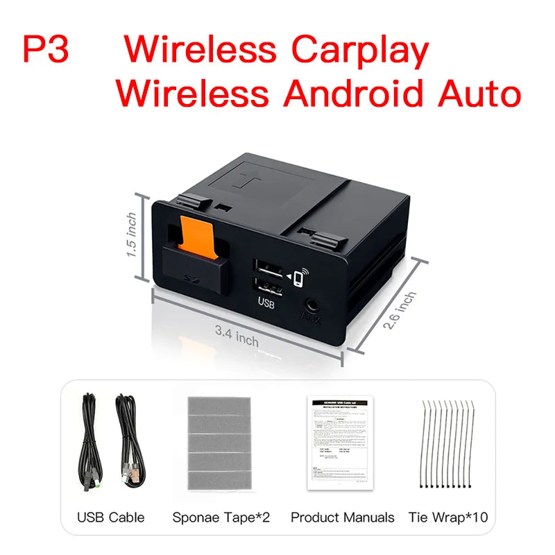NEW P2 Wired or P3 Wireless For CarPlay Android Auto Adapter USB Hub OEM Retrofit Mazda 2 3 6 CX3 CX5 CX8 CX9 MX5 TK78669U0C Kit