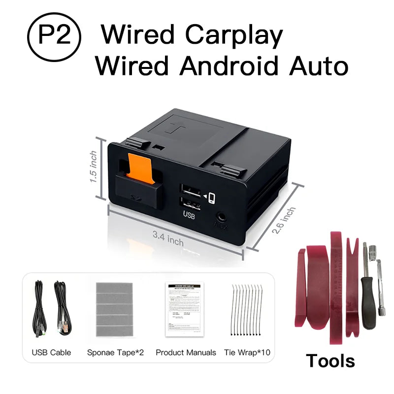 NEW P2 Wired or P3 Wireless For CarPlay Android Auto Adapter USB Hub OEM Retrofit Mazda 2 3 6 CX3 CX5 CX8 CX9 MX5 TK78669U0C Kit