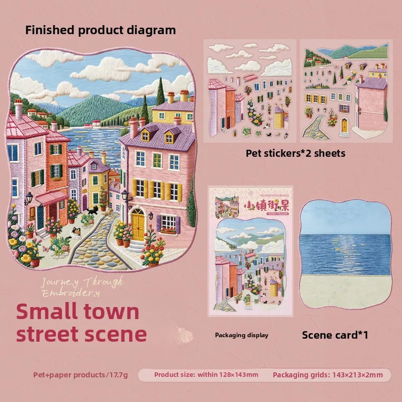1pack/2pack Embroidery Journey Series Sticker Pack Embroidery Craft Scene Supplies 4 Styles Decoration Stickers Cute Stickers