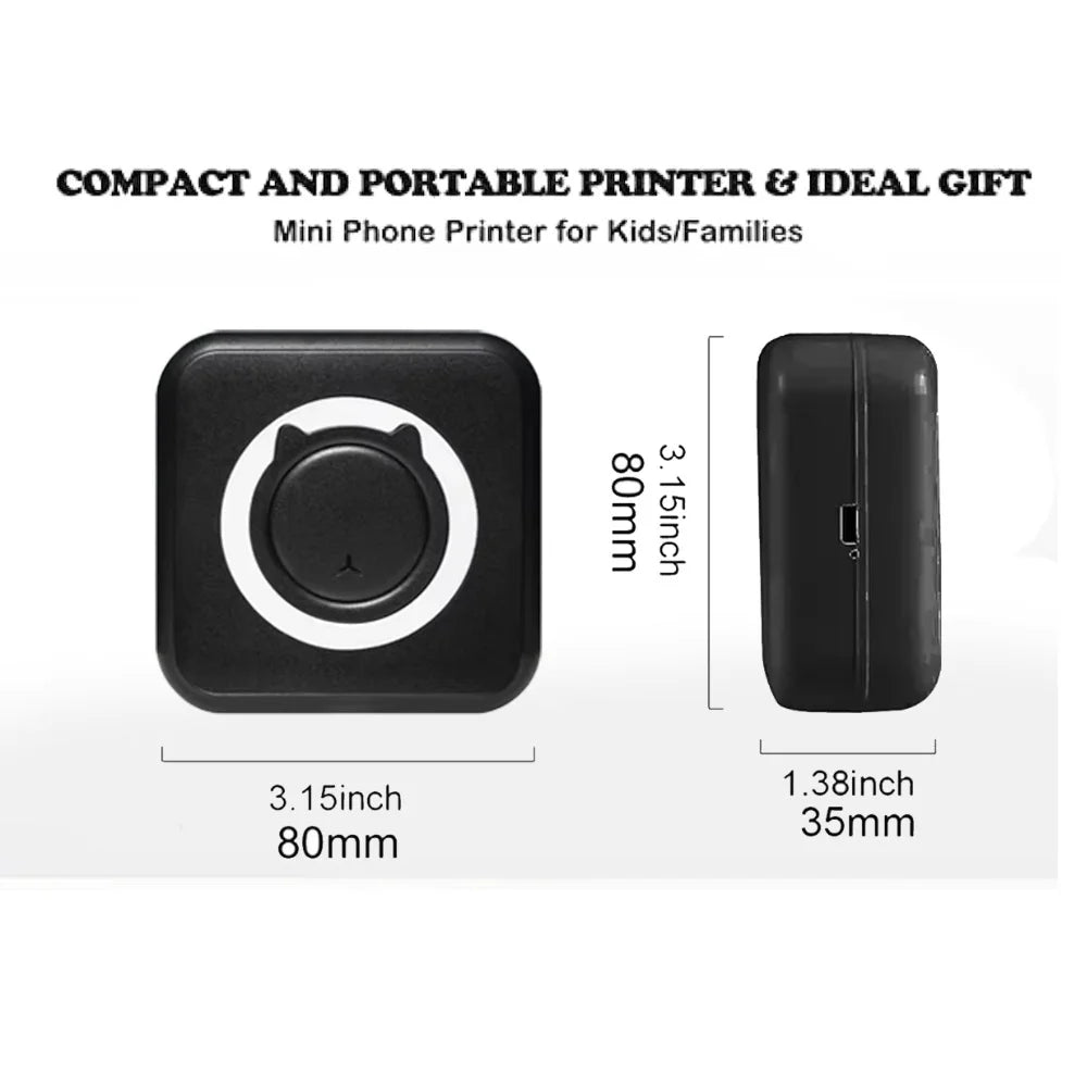 MINI Print Portable Thermal Printer Photo Pocket Thermal Label Printer 58mm Printing Wireless Bluetooth Android IOS