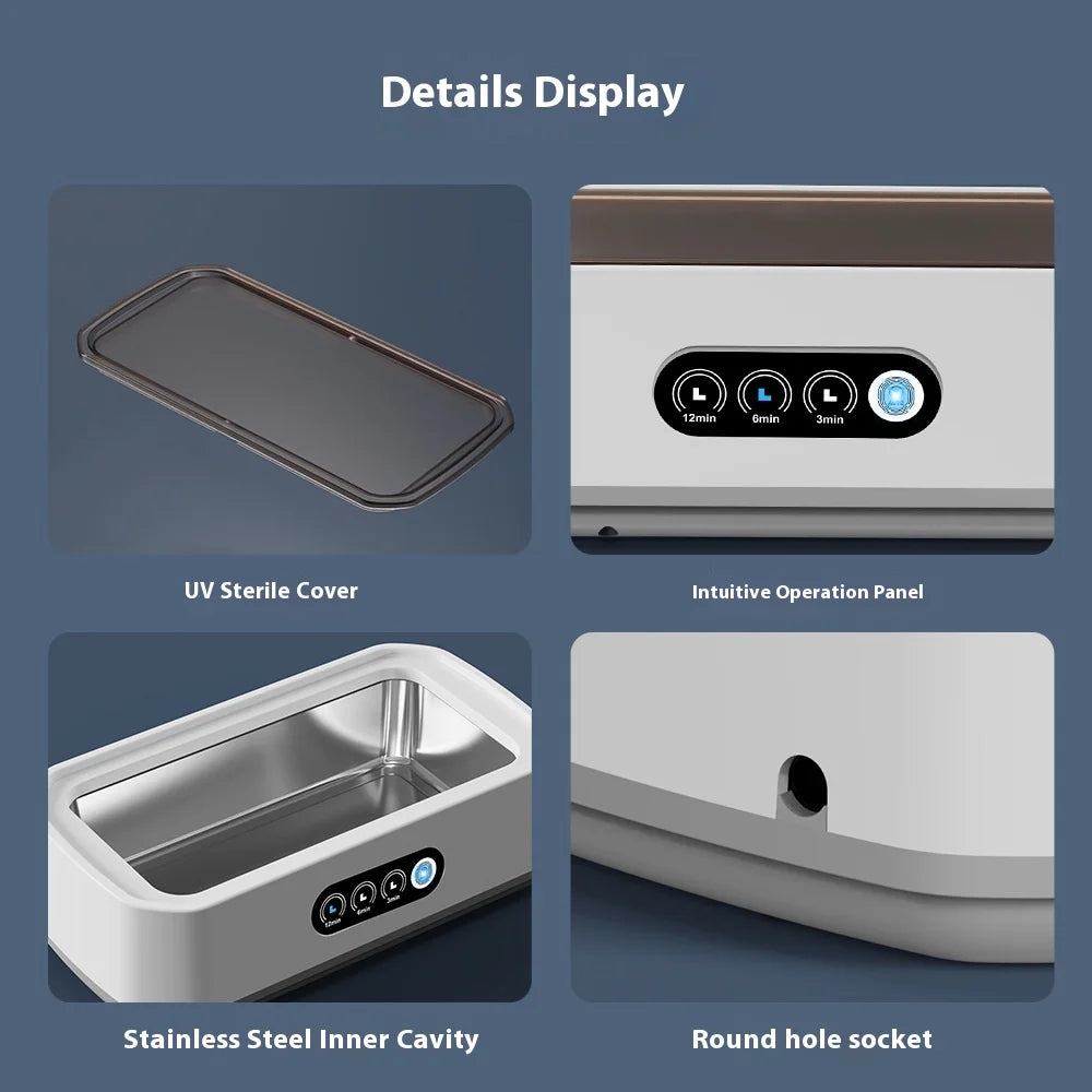 Ultrasonic Cleaner Machine Eyeglass 650ml Mini High-frequency Vibration Cleaning For Glasses Jewelry Denture Pacifier